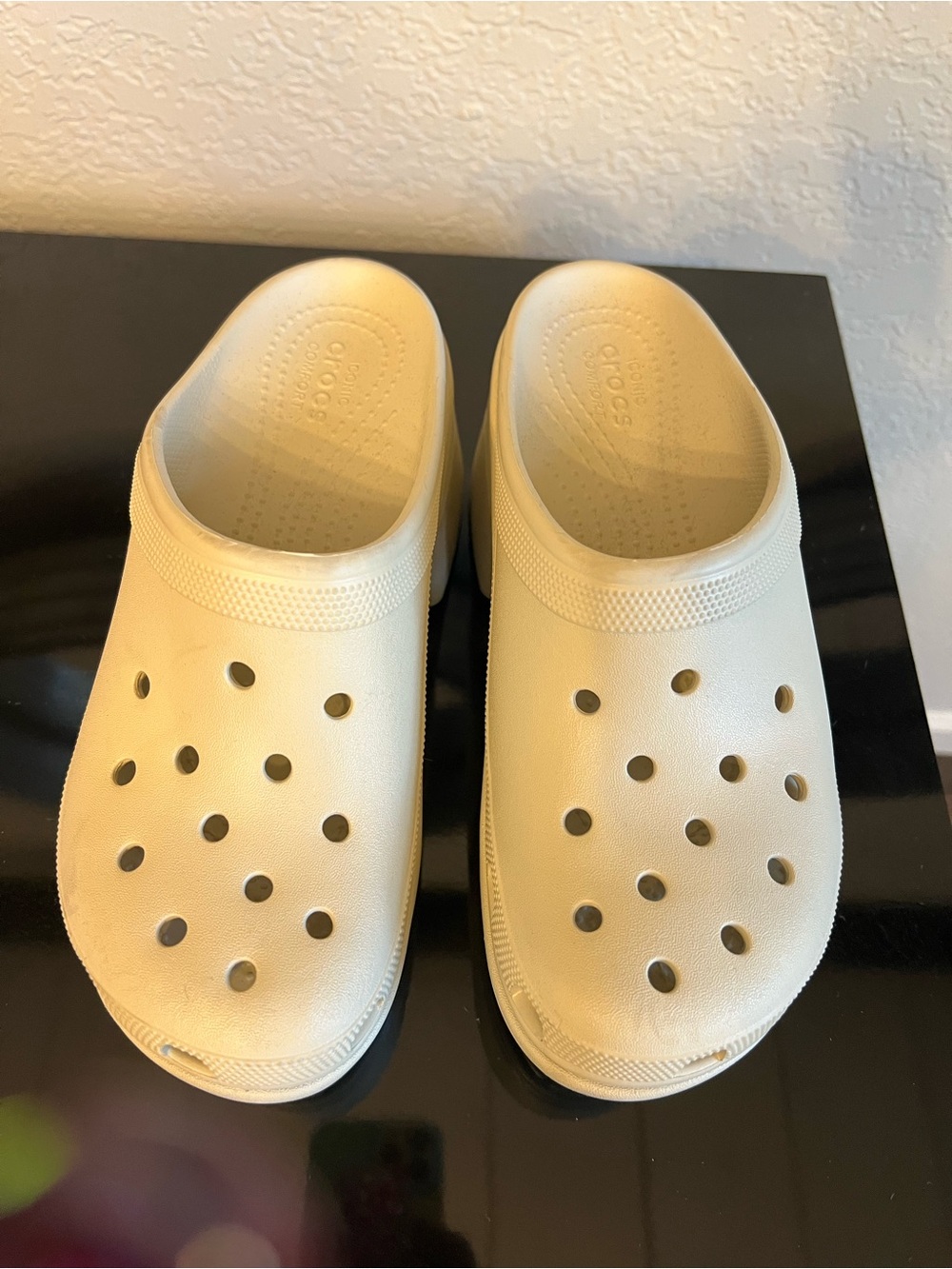CROCS Platform Clog Mules in Cream - Picture 2 of 3